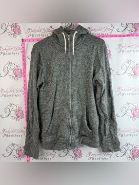 Quiksilver hoodie sweater heathered white Grey Zip-Up Hooded Sweatshirt